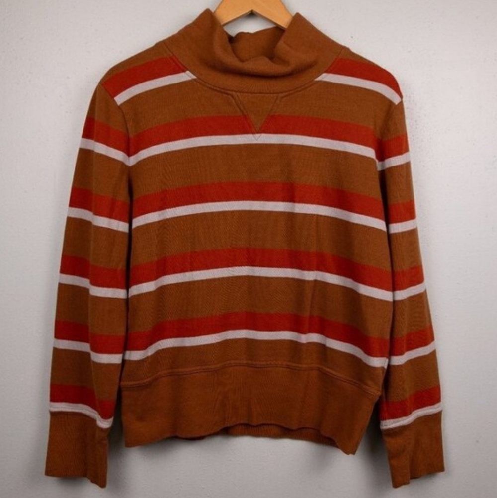 Madewell Mile(S) Striped Brown Mockneck Size XL